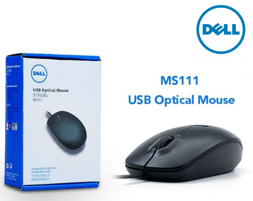 Dell Original MS111-USB Optical Mouse 3 Button Wheel Mouse - 1000dpi