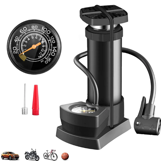 Portable Mini Foot Air Pump With Meter