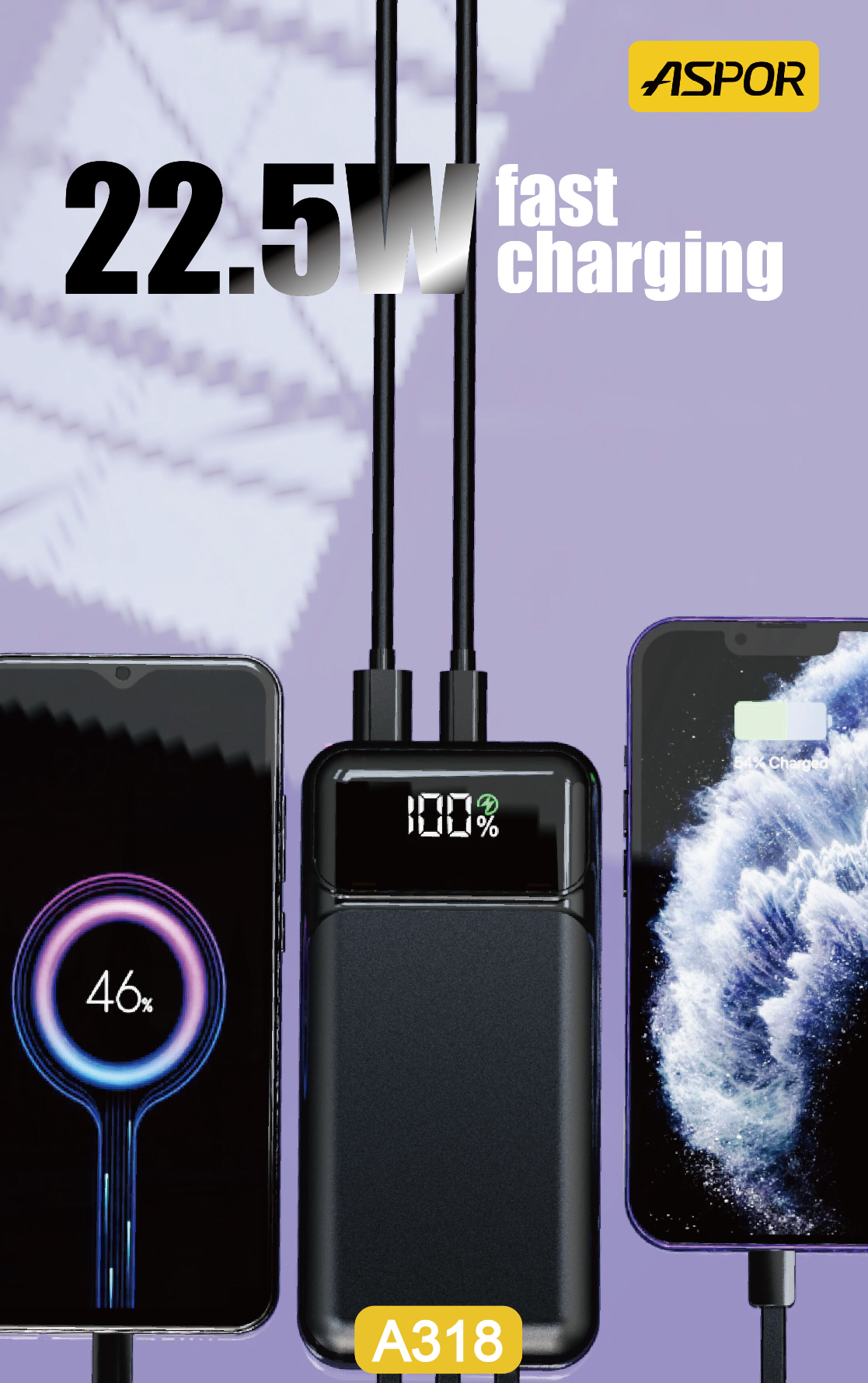 Aspor A318 40000 Power Bank - 3 In 1