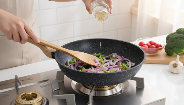 Synmore Marble Coating Non-Stick Fry Pan - 22cm