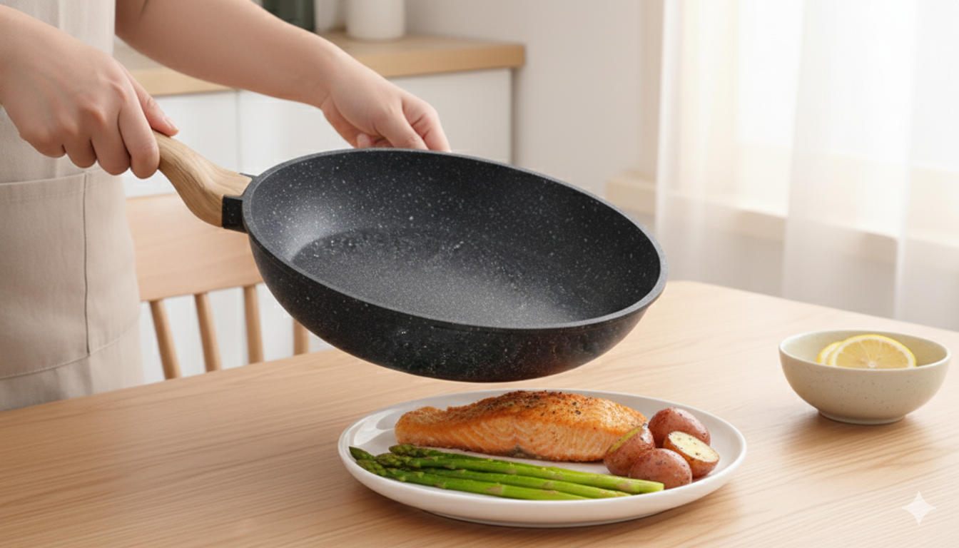 Synmore Marble Coating Non-Stick Fry Pan - 22cm
