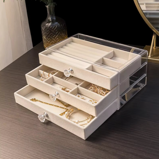 3 Drawer Velvet Jewelry box