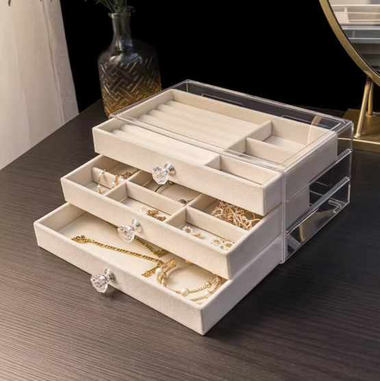 3 Drawer Velvet Jewelry box