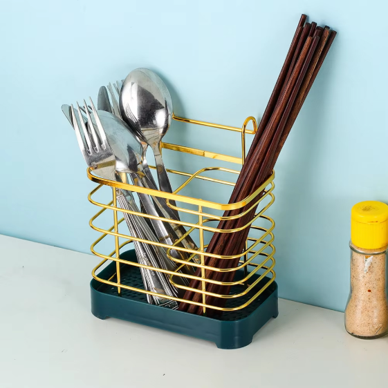 Golden Hanging Utensils Holder
