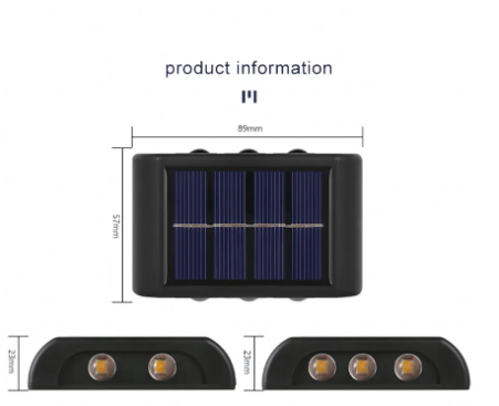 6 Led 2 Pcs Solar Wall Lamp - Up And Down