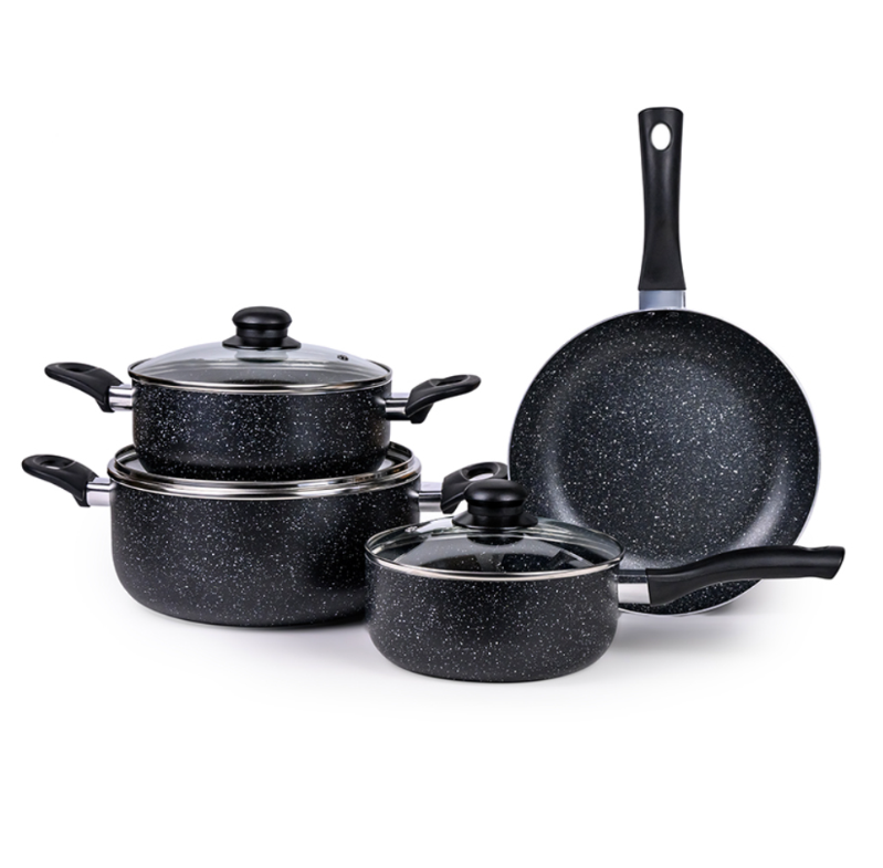 Mitshu 7pcs Marble Non-Stick Cookware Set